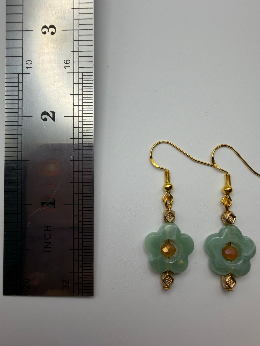 Green and Gold Flower Necklace and Earring Set