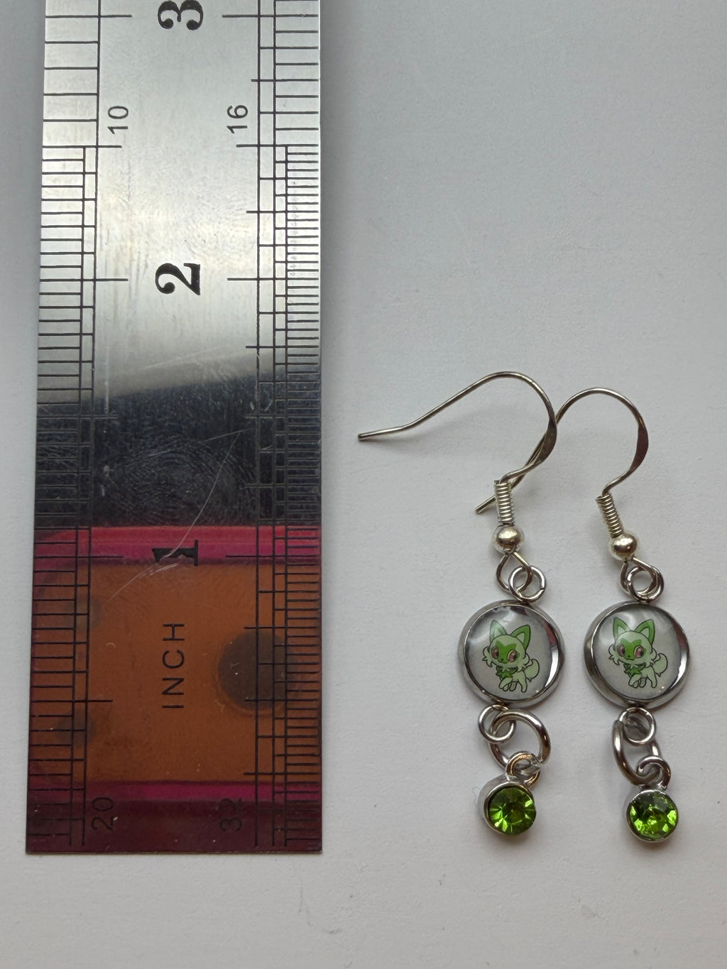Sprigatito Upcycled Card Earrings