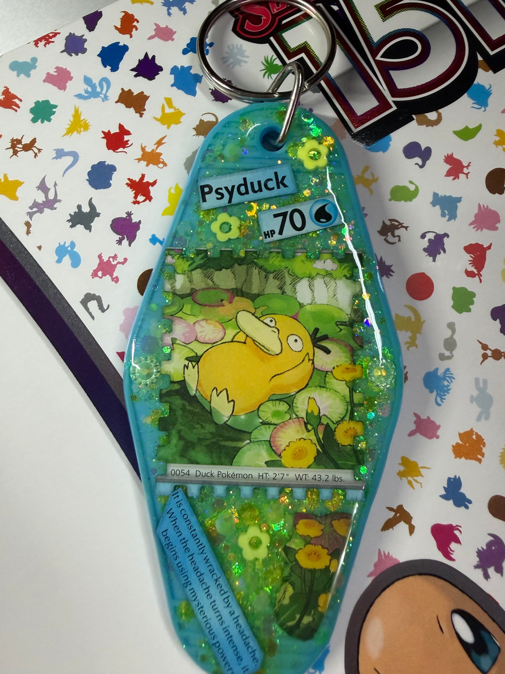 Psyduck Pokemon Card Upcycled Keychain