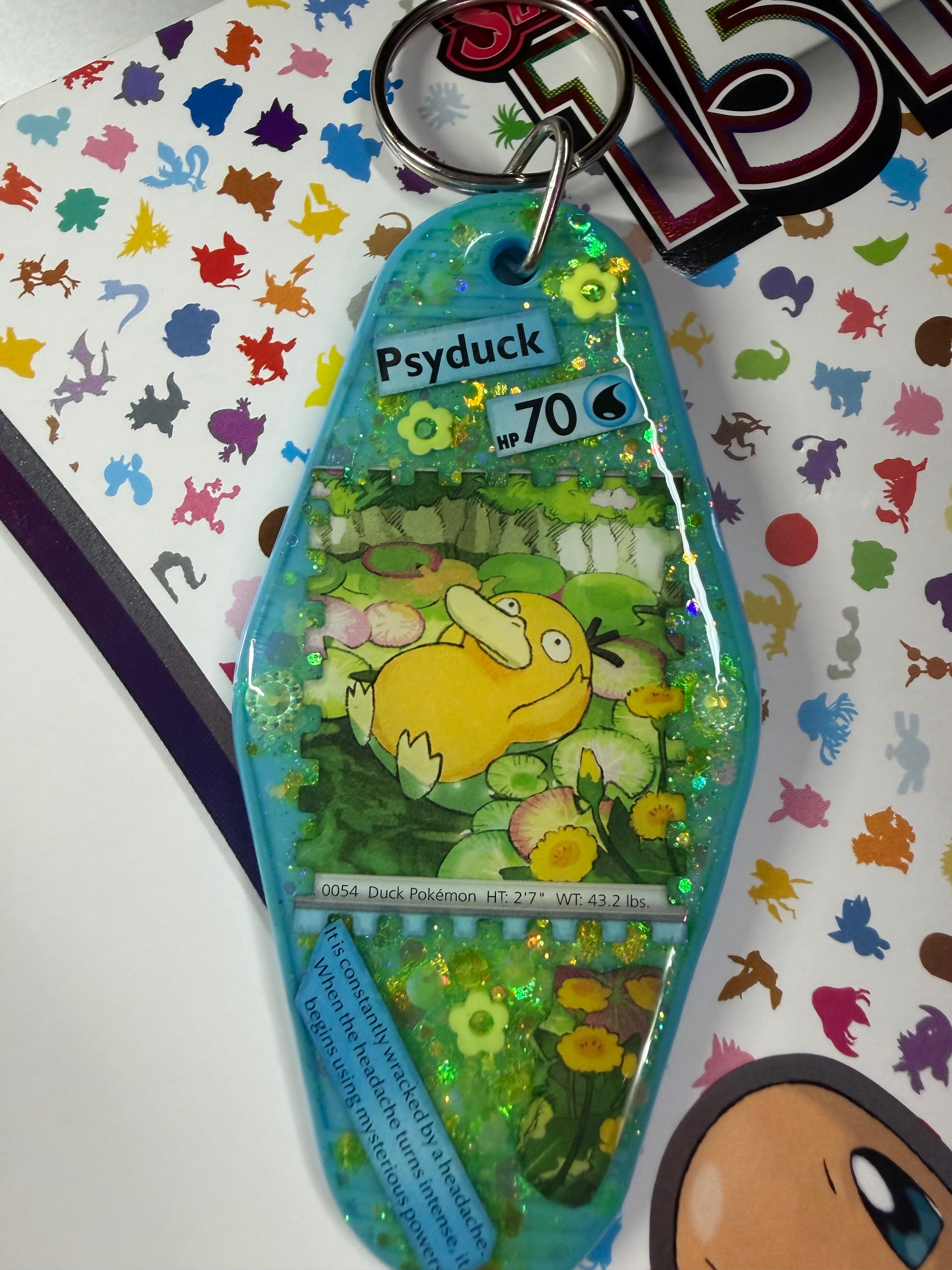 Psyduck Pokemon Card Upcycled Keychain