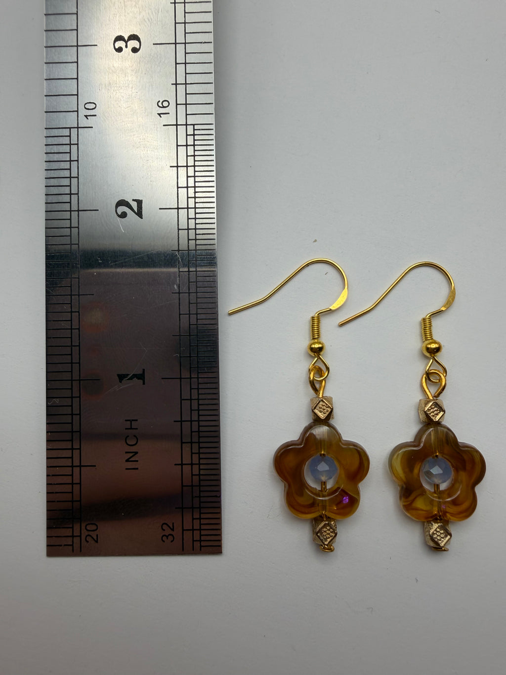 Brown and Blue Flower Beaded Necklace and Earring Set