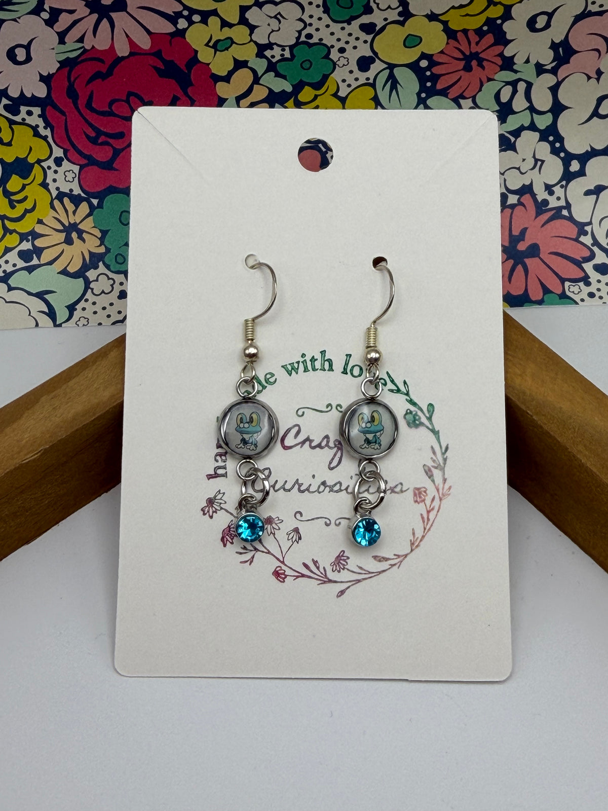 Froakie Upcycled Card Earrings