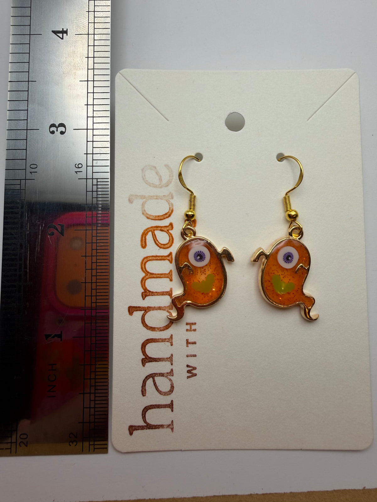 Small Orange Ghost Earrings