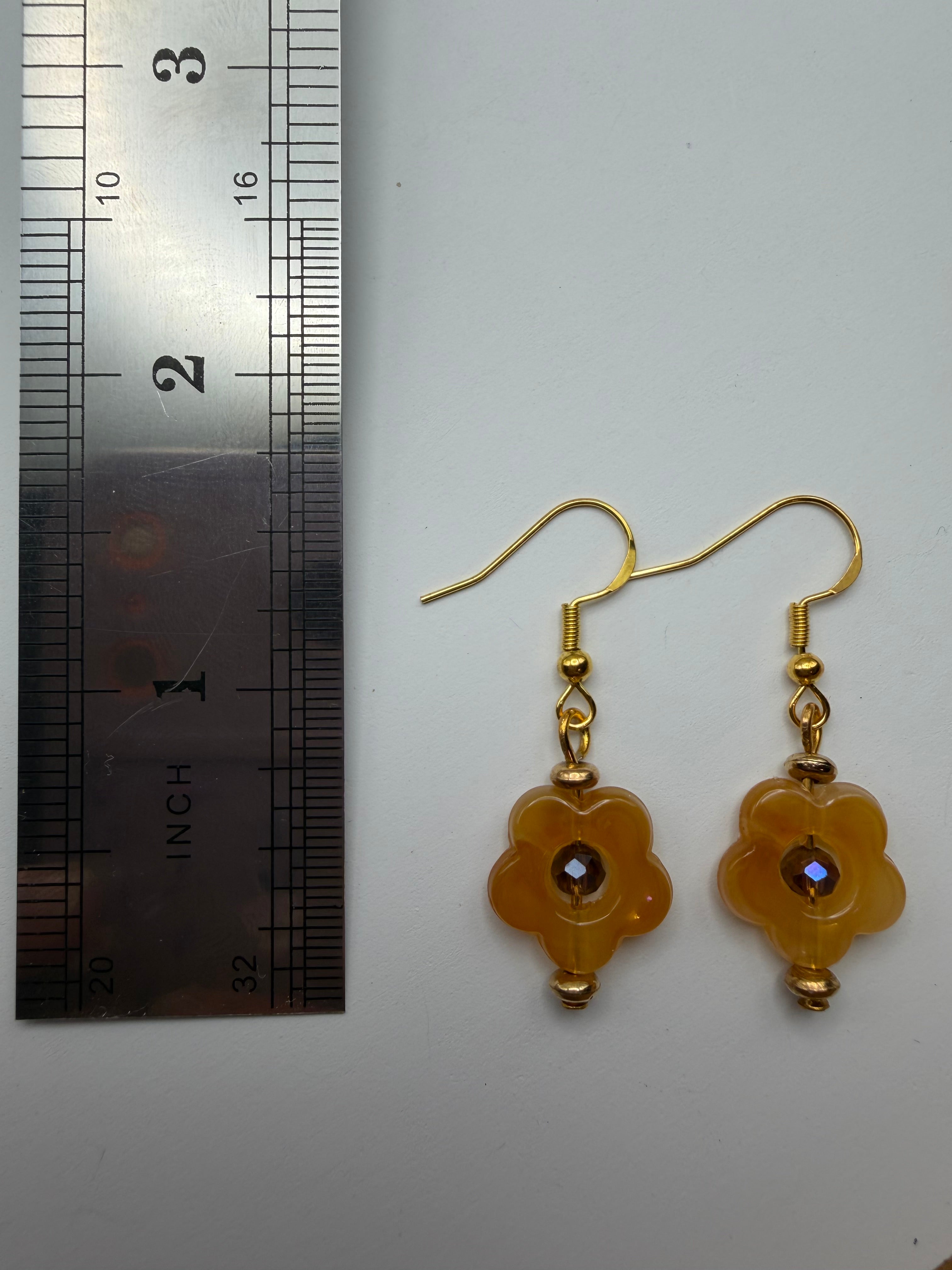 Yellow Flower Beaded Earring
