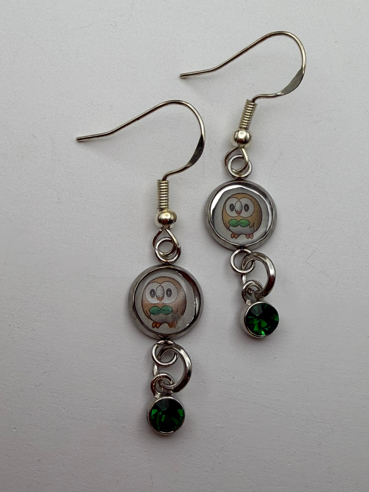 Rowlet Upcycled Card Earrings