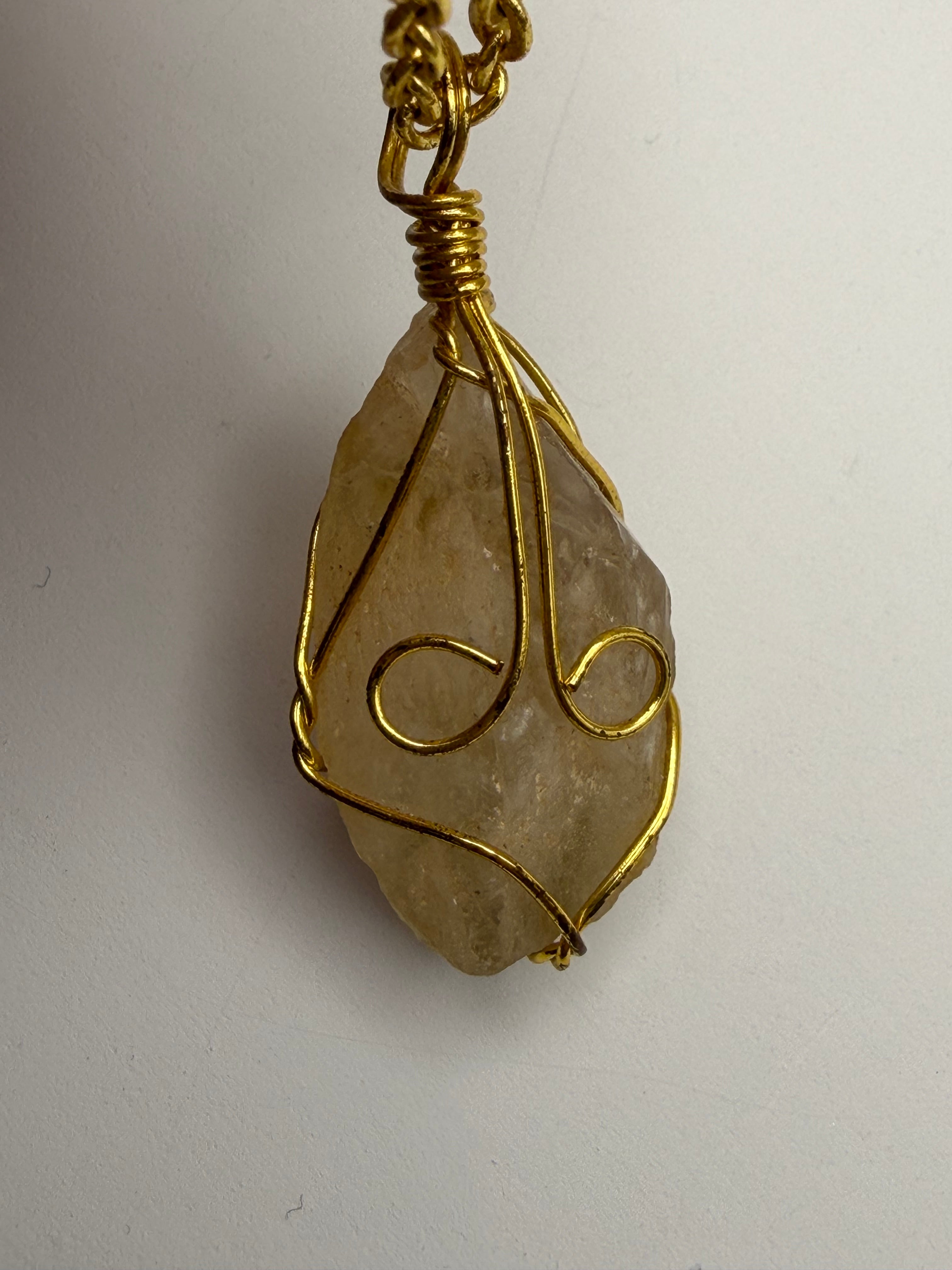 Basic Wire Wrapped Quartz Necklace