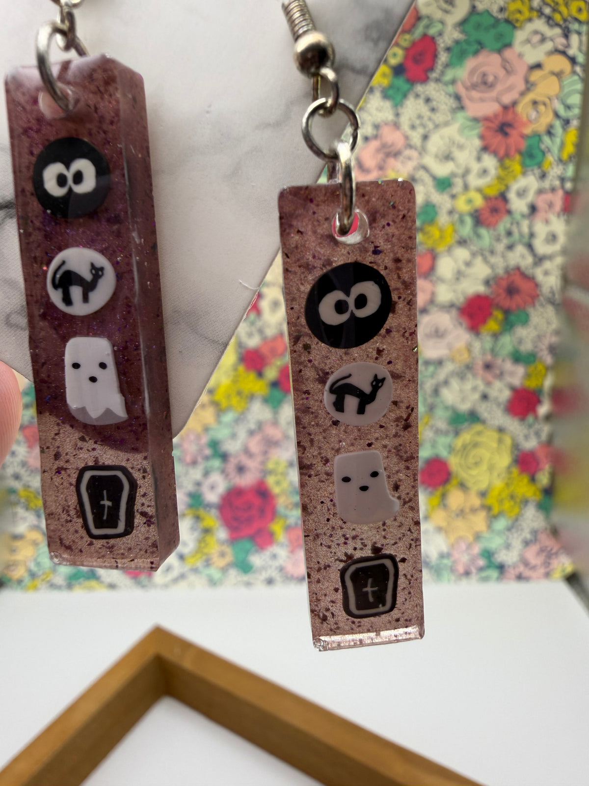 Rectangular Halloween Charm Earrings