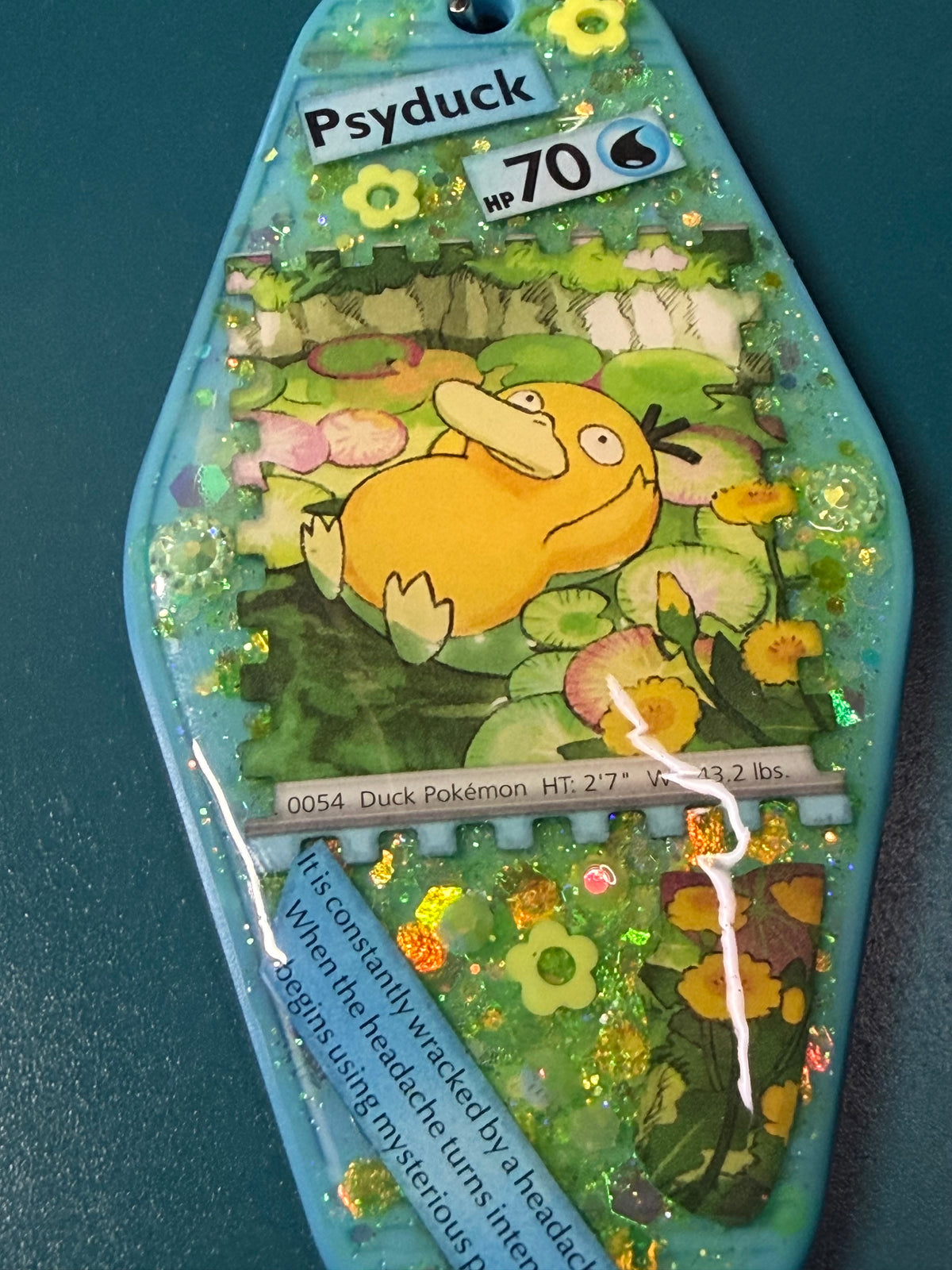 Psyduck Pokemon Card Upcycled Keychain