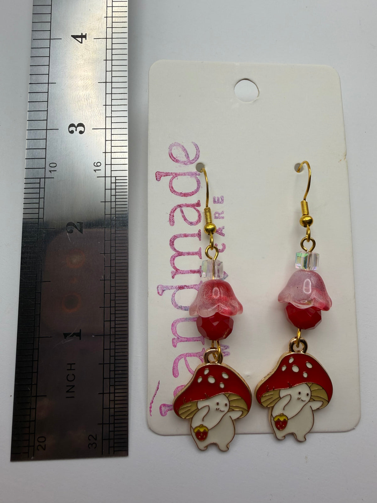Mushroom Flower Cap Beaded Earrings
