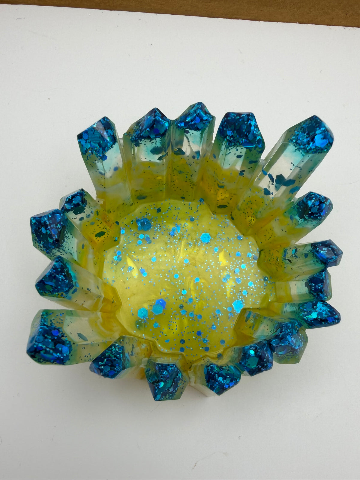Blue, Yellow, and White Resin Crystal Jewelry/Trinket Dish