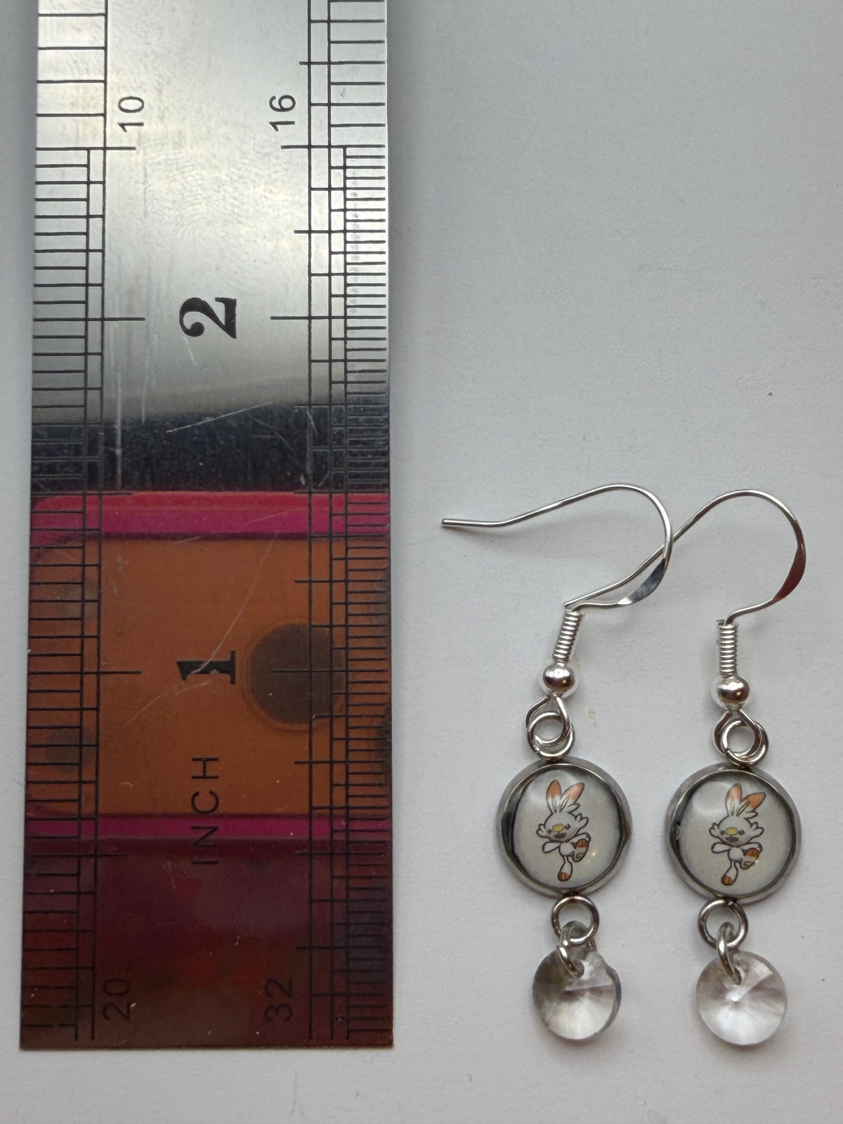 Scorbunny Upcycled Card Earrings