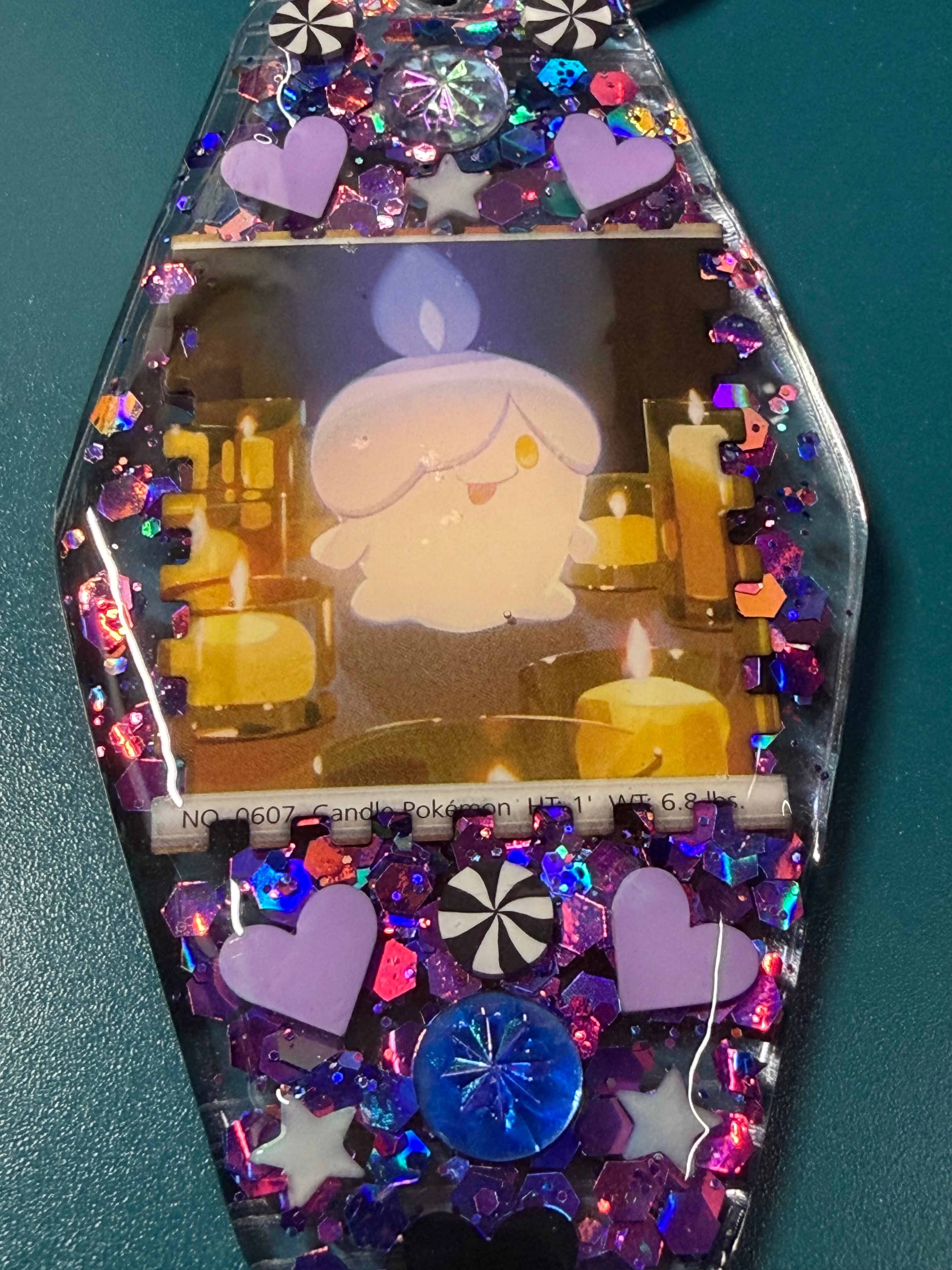 Litwick Pokemon Card Upcycled Keychain