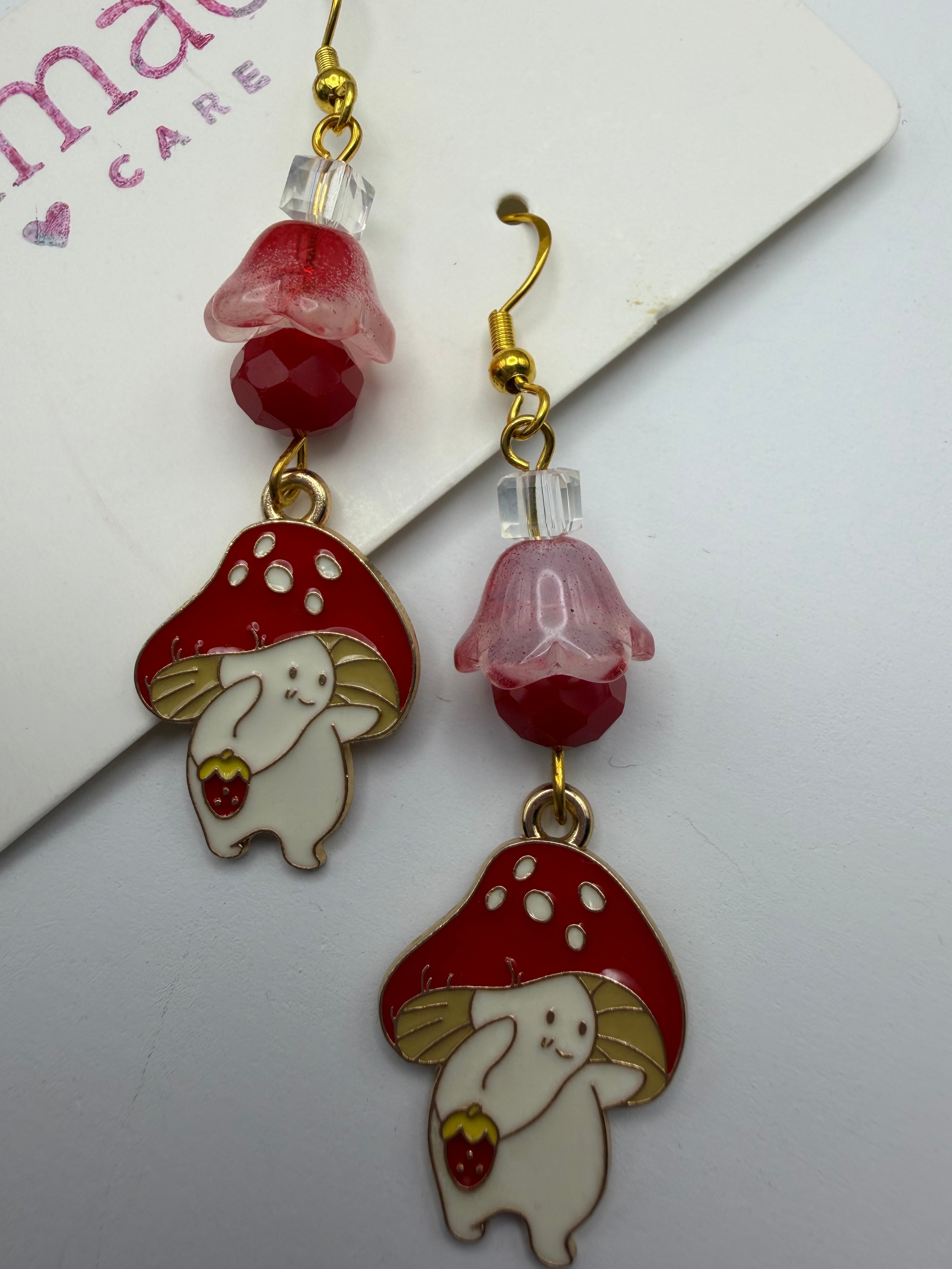 Mushroom Flower Cap Beaded Earrings