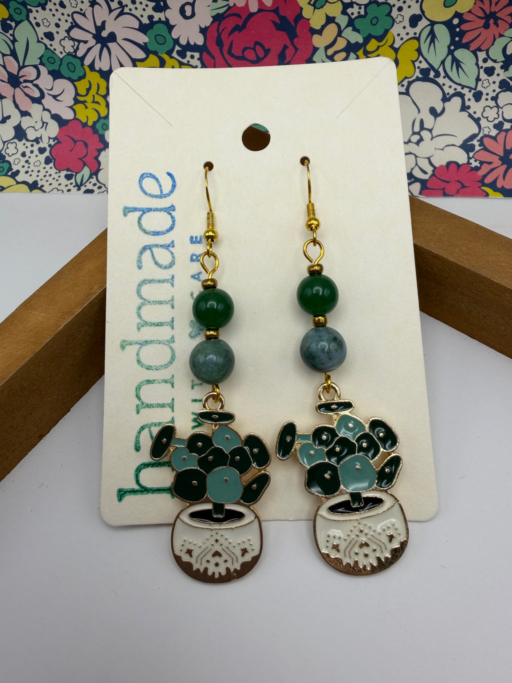 Potted Plant Beaded Earrings