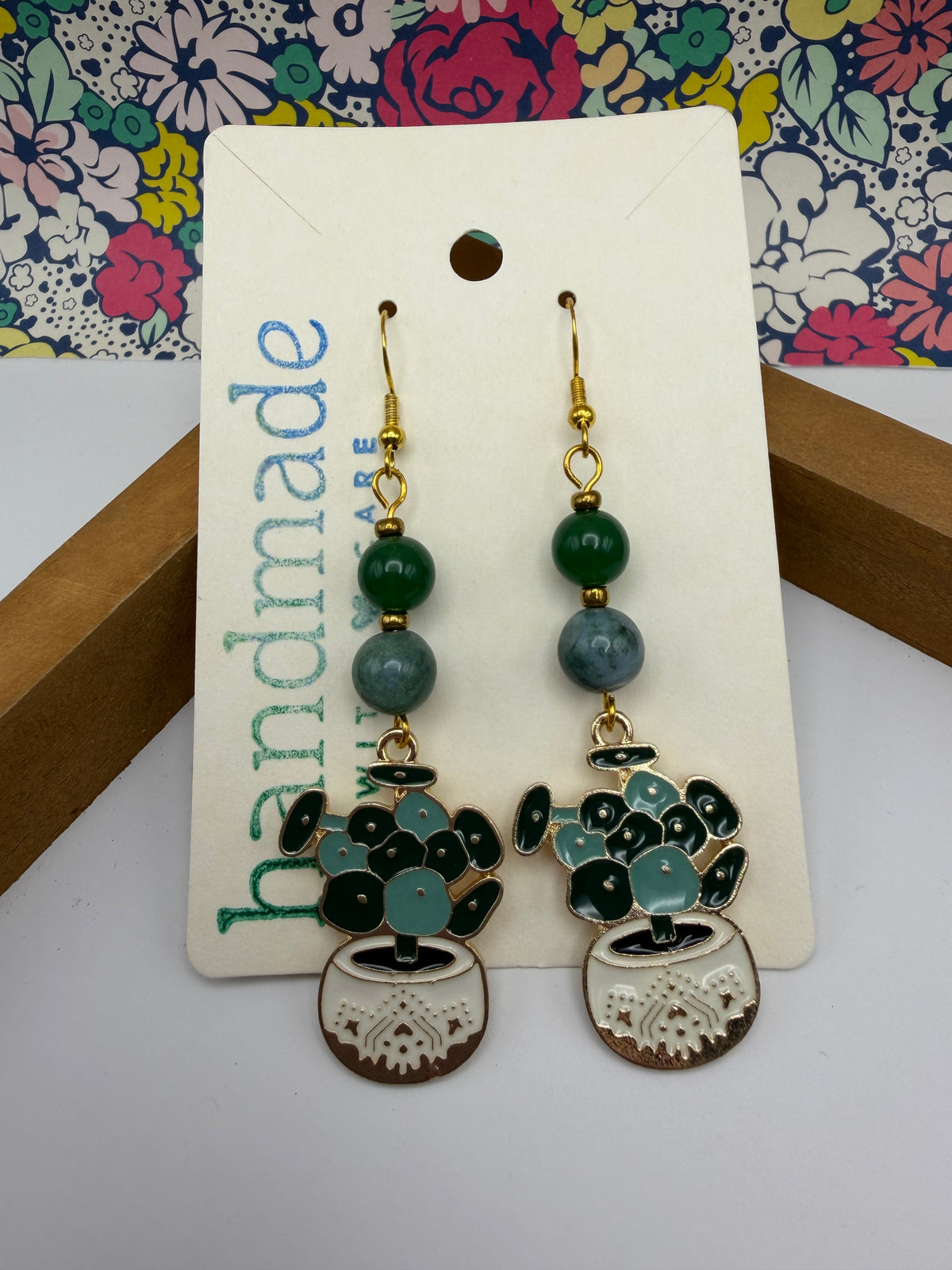 Potted Plant Beaded Earrings