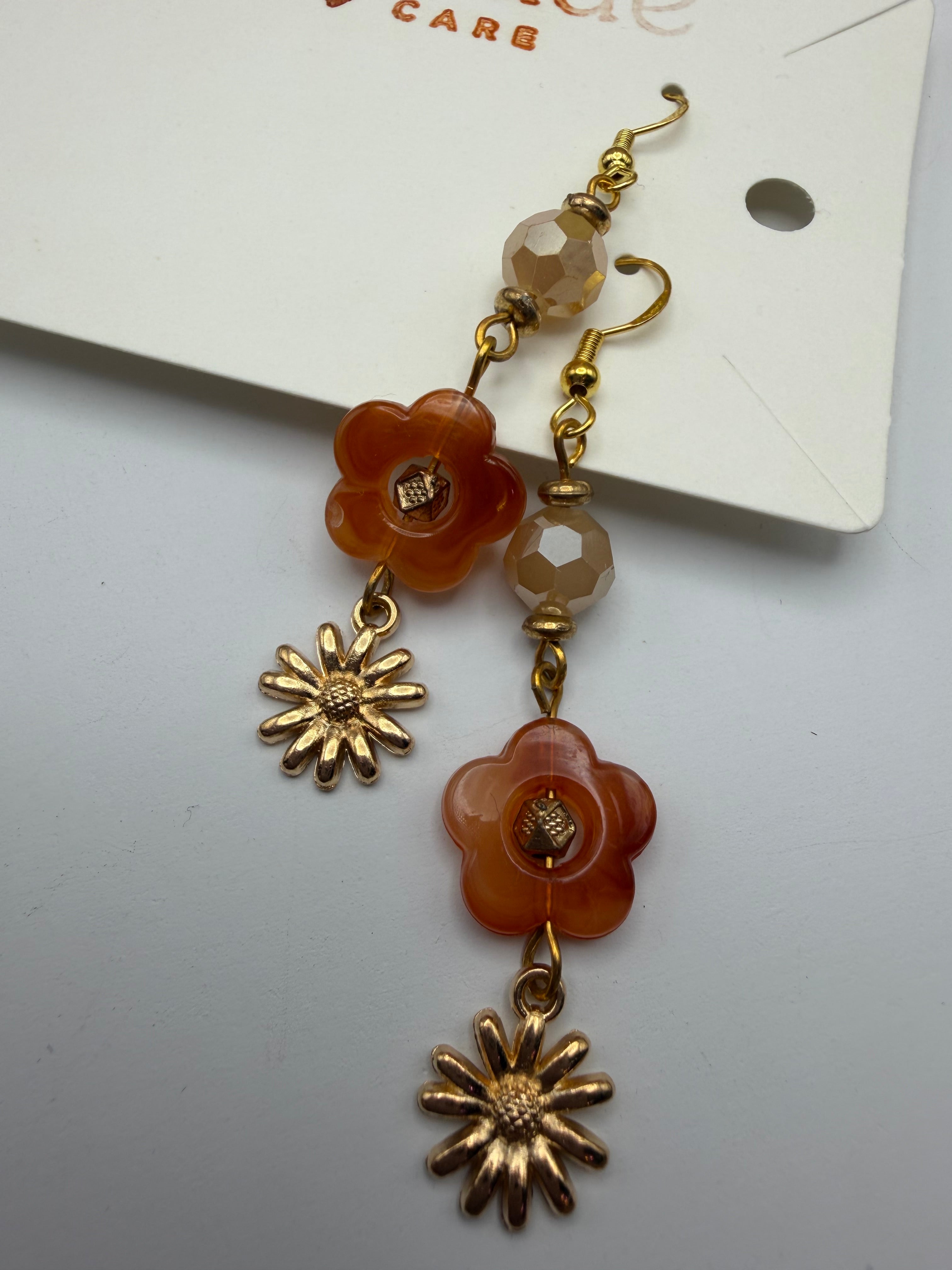 Floral Beaded Dangle Earring
