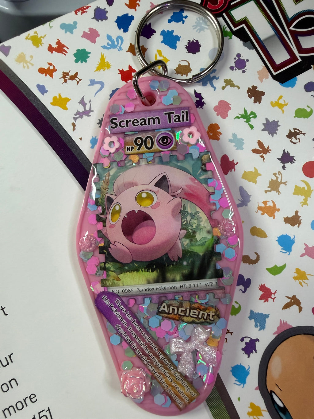 Scream Tail Pokemon Card Upcycled Keychain