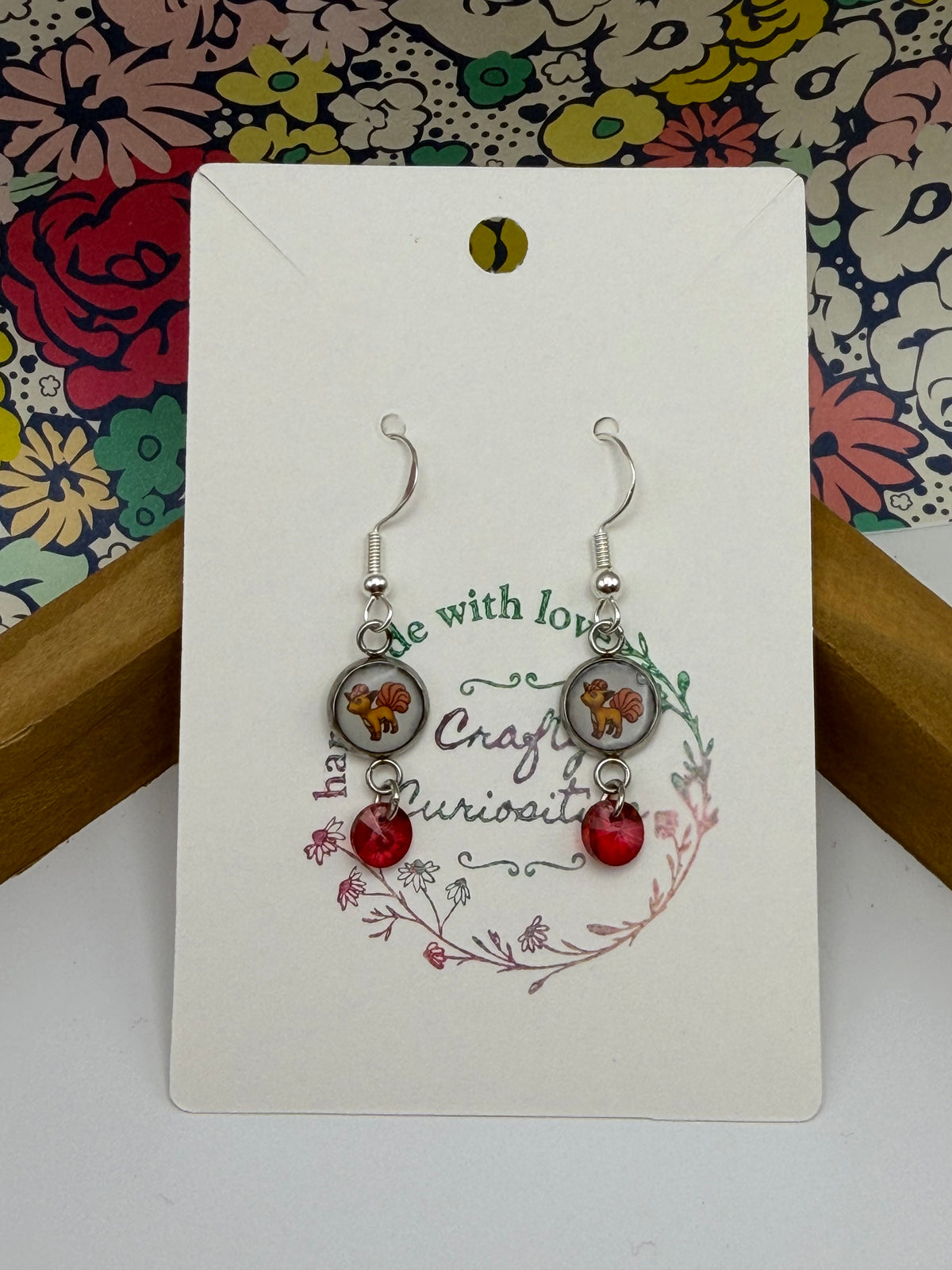 Vulpix Upcycled Card Earrings