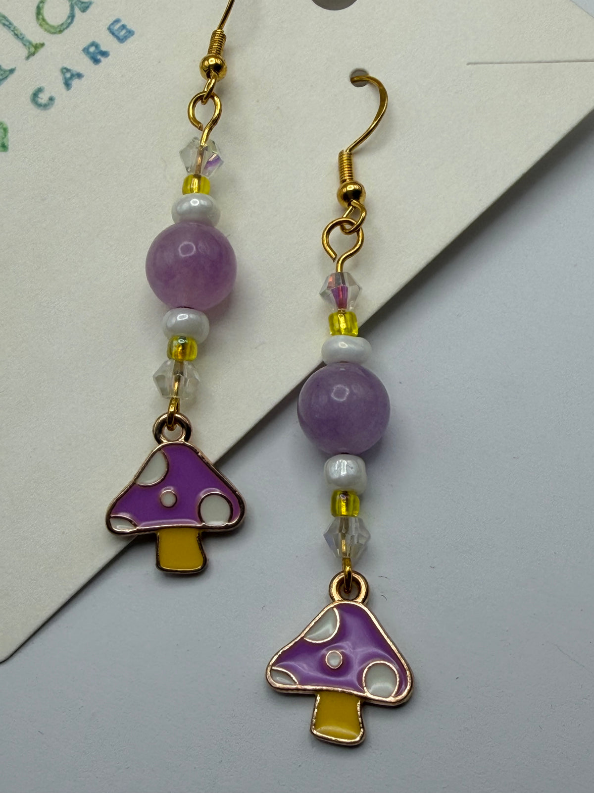 Purple Mushroom Beaded Earrings
