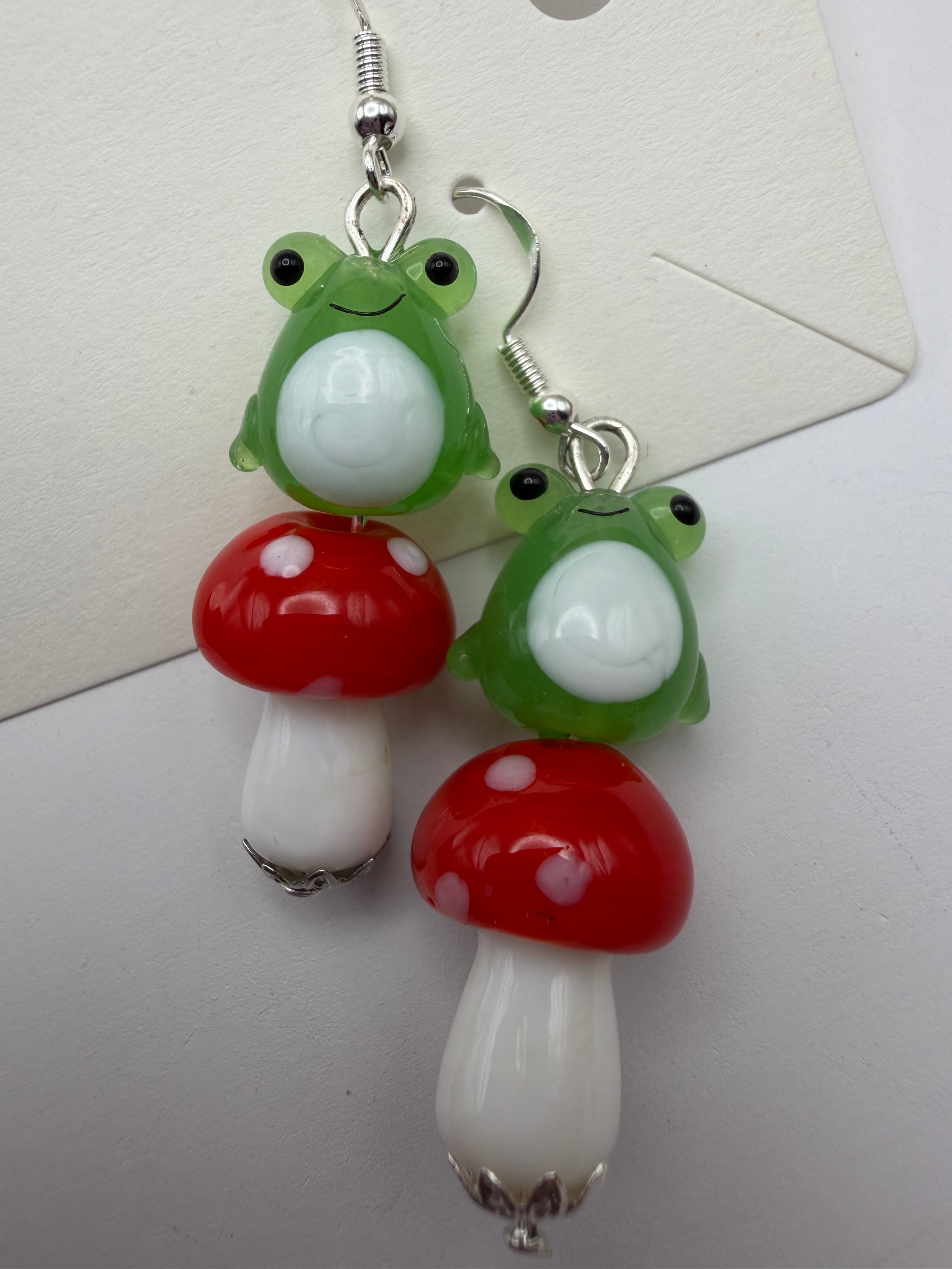 Mushroom Frog Earrings