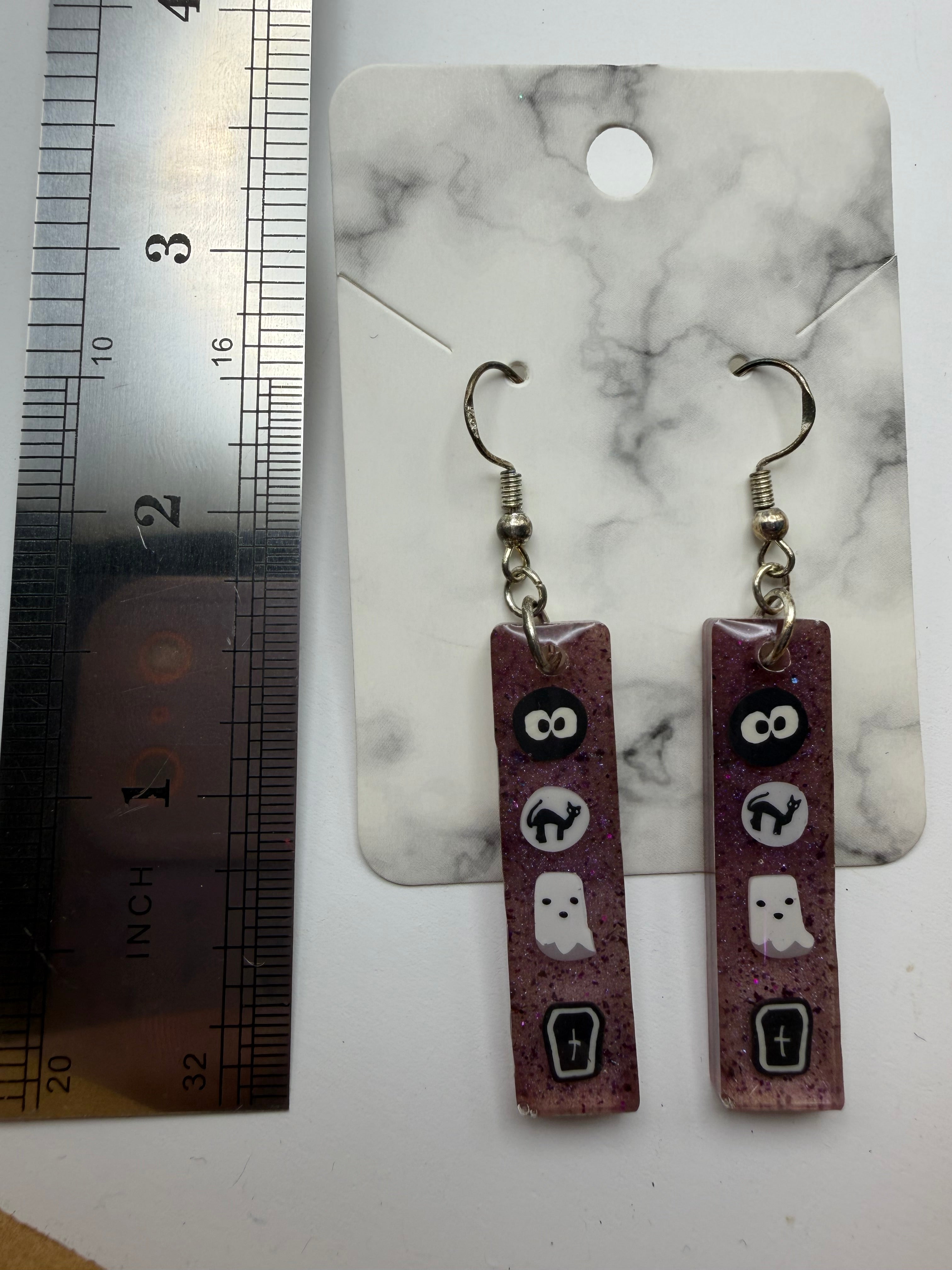 Rectangular Halloween Charm Earrings