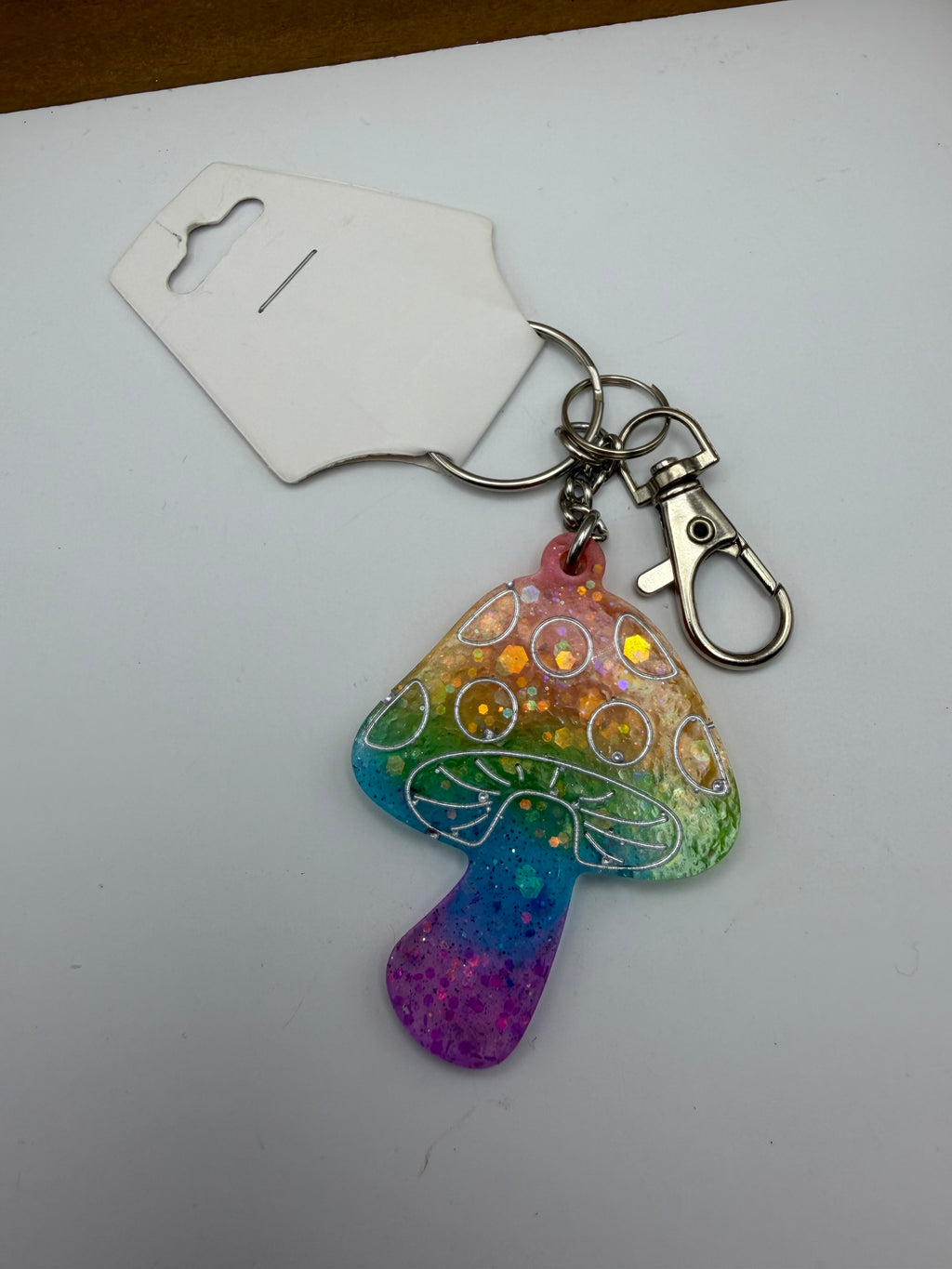 Rainbow Mushroom Keychain