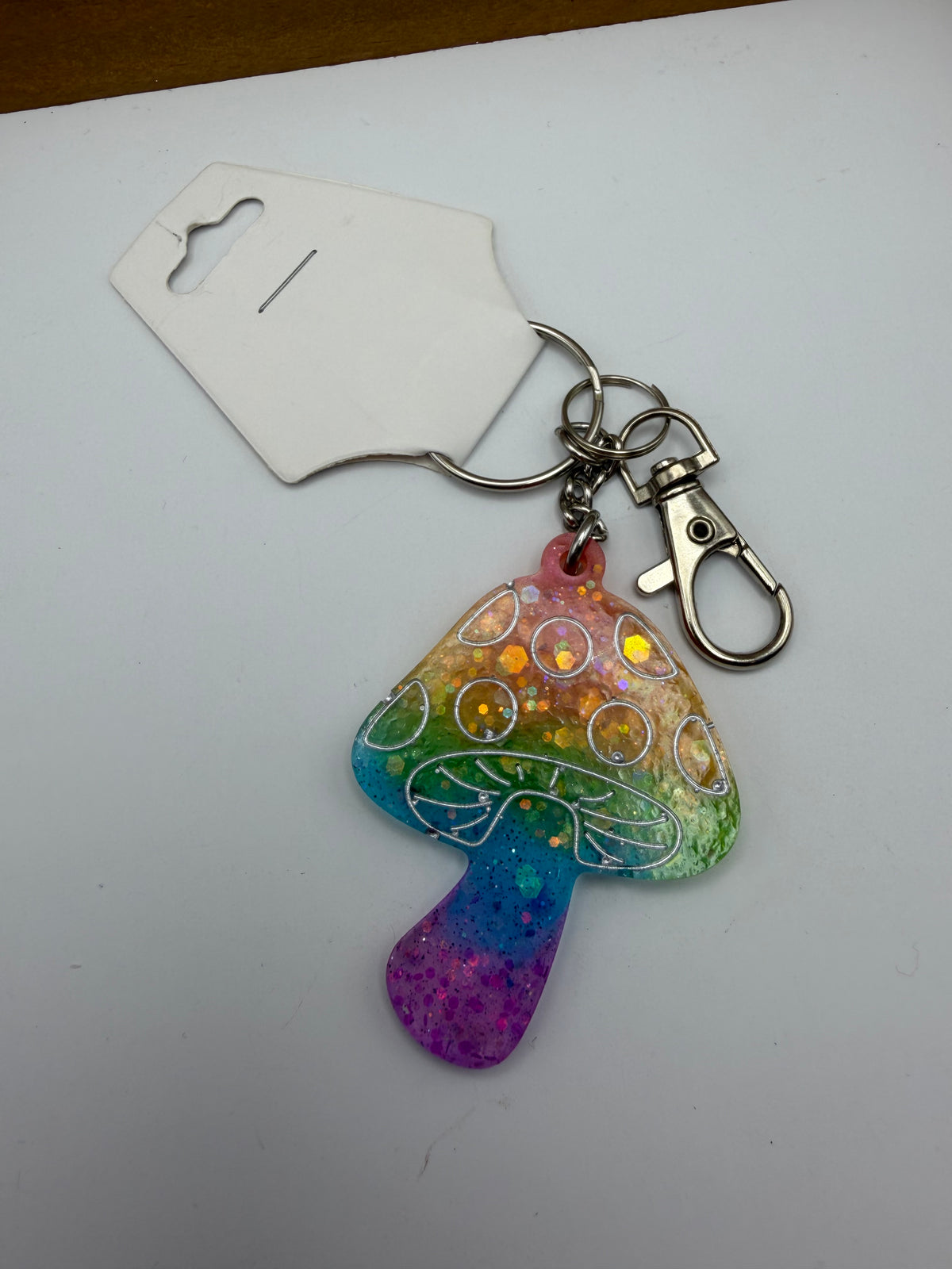 Rainbow Mushroom Keychain