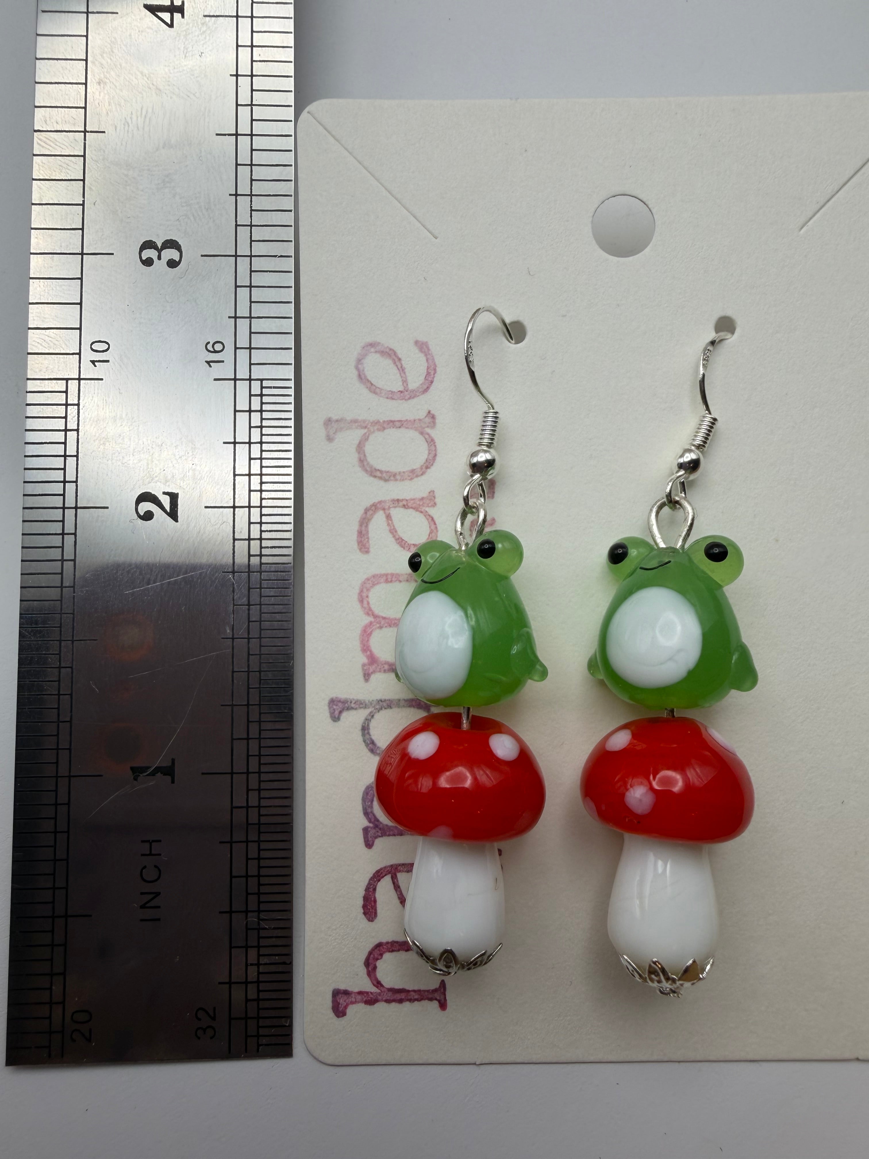 Mushroom Frog Earrings