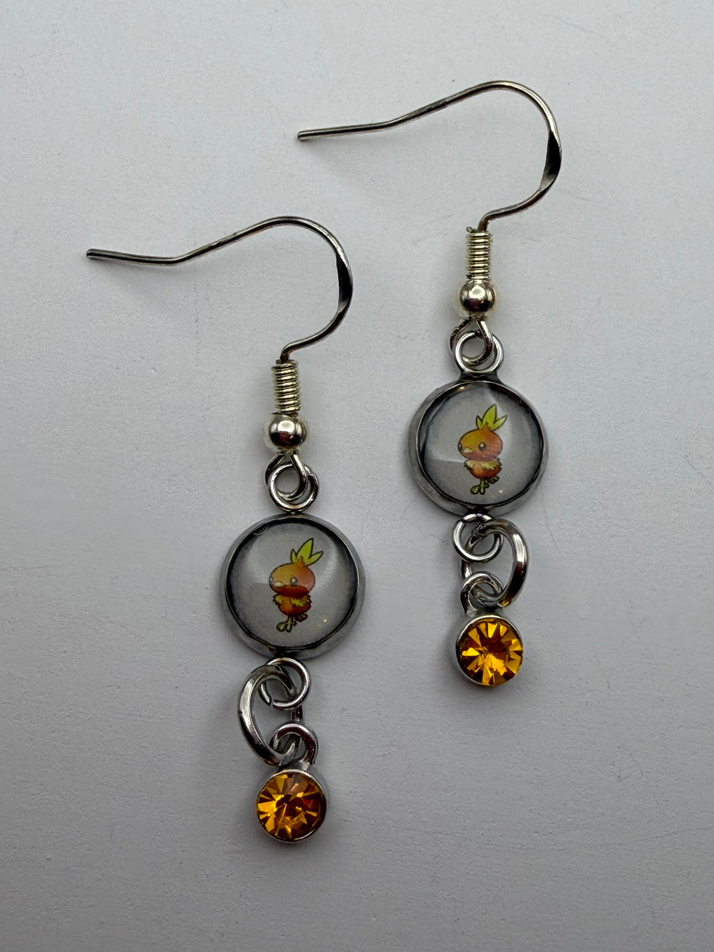 Torchic Upcycled Card Earrings
