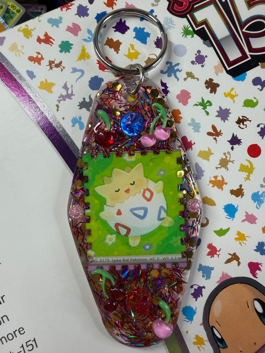 Togepi Pokemon Card Upcycled Keychain