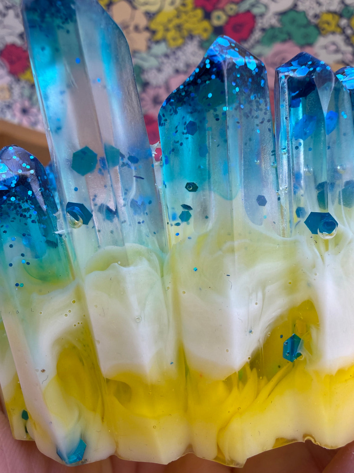 Blue, Yellow, and White Resin Crystal Jewelry/Trinket Dish