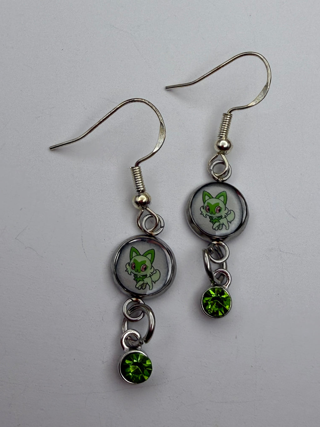 Sprigatito Upcycled Card Earrings
