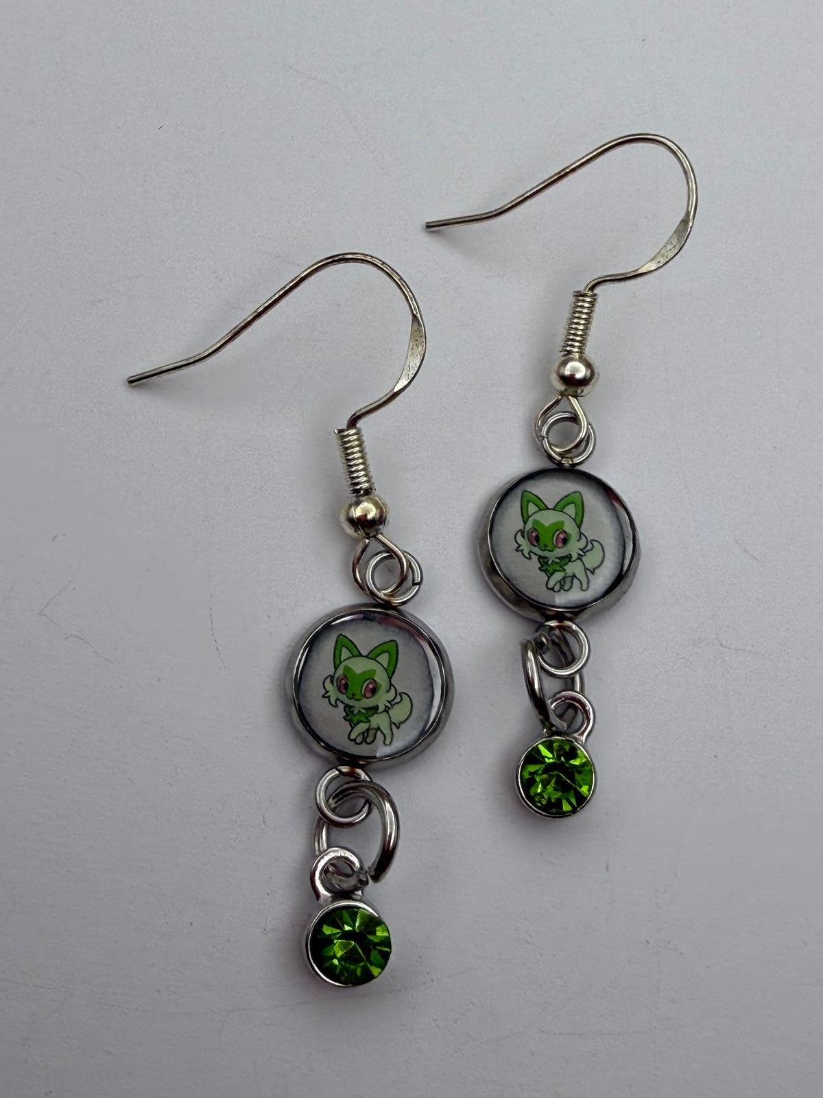 Sprigatito Upcycled Card Earrings