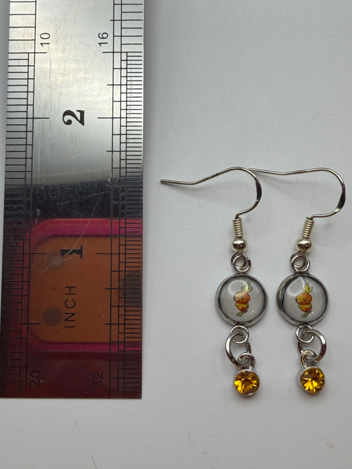 Torchic Upcycled Card Earrings