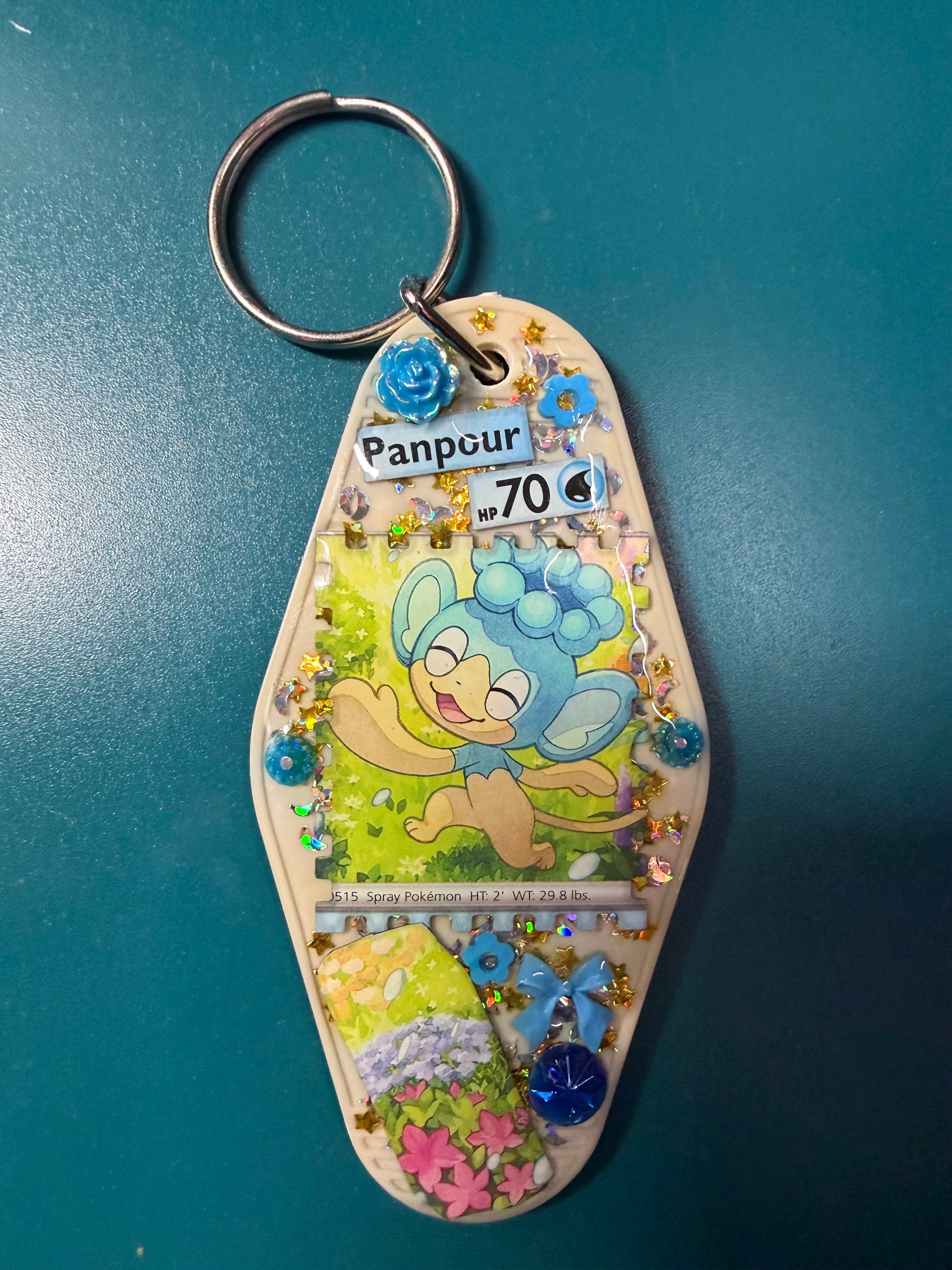 Panpour Pokemon Card Upcycled Keychain