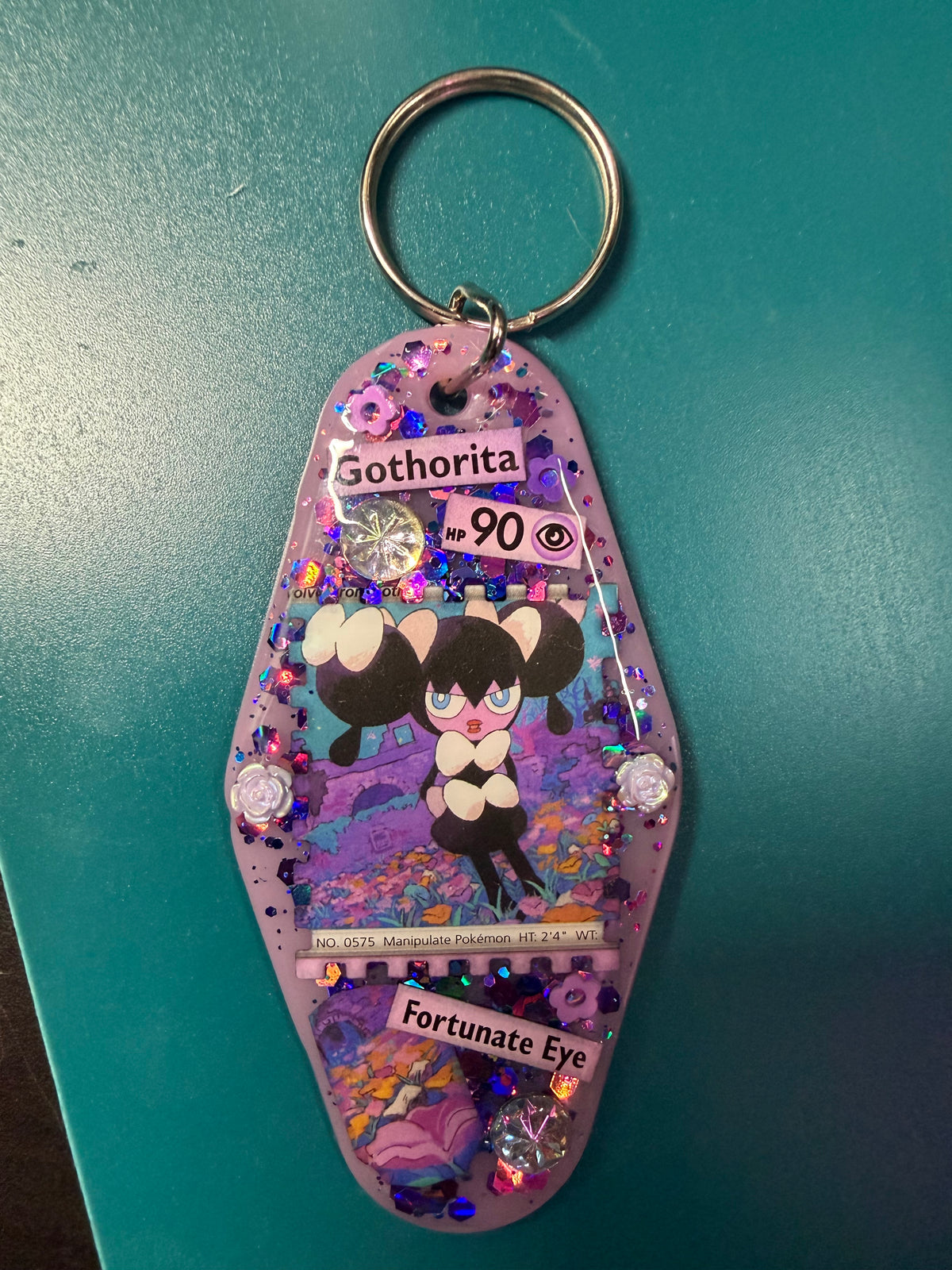 Gothorita Pokemon Card Upcycled Keychain
