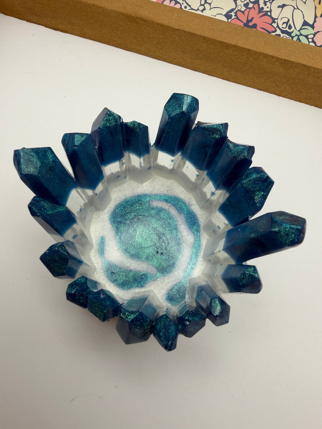 Blue and White Resin Crystal Jewelry/Trinket Dish