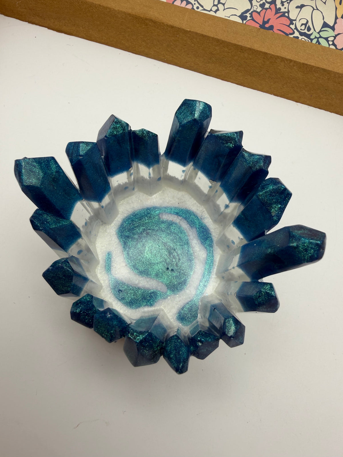 Blue and White Resin Crystal Jewelry/Trinket Dish