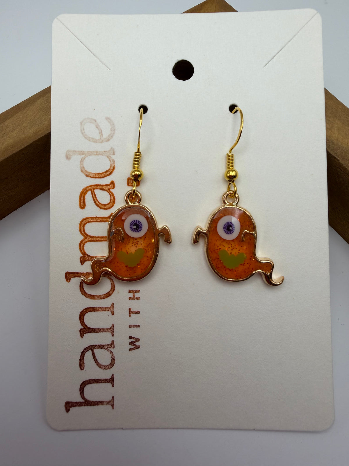 Small Orange Ghost Earrings