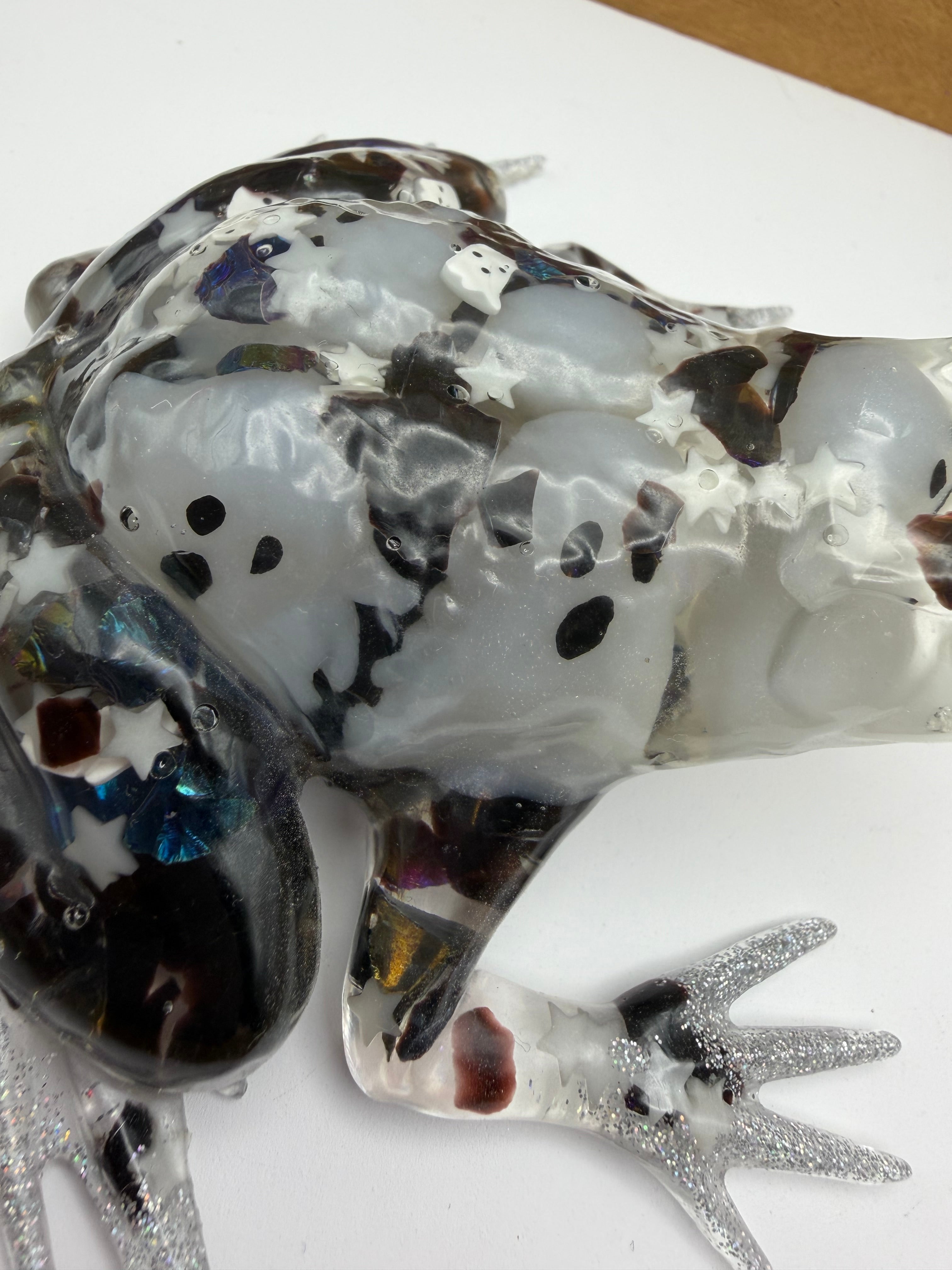Spooky Glowing Ghost Resin Frog