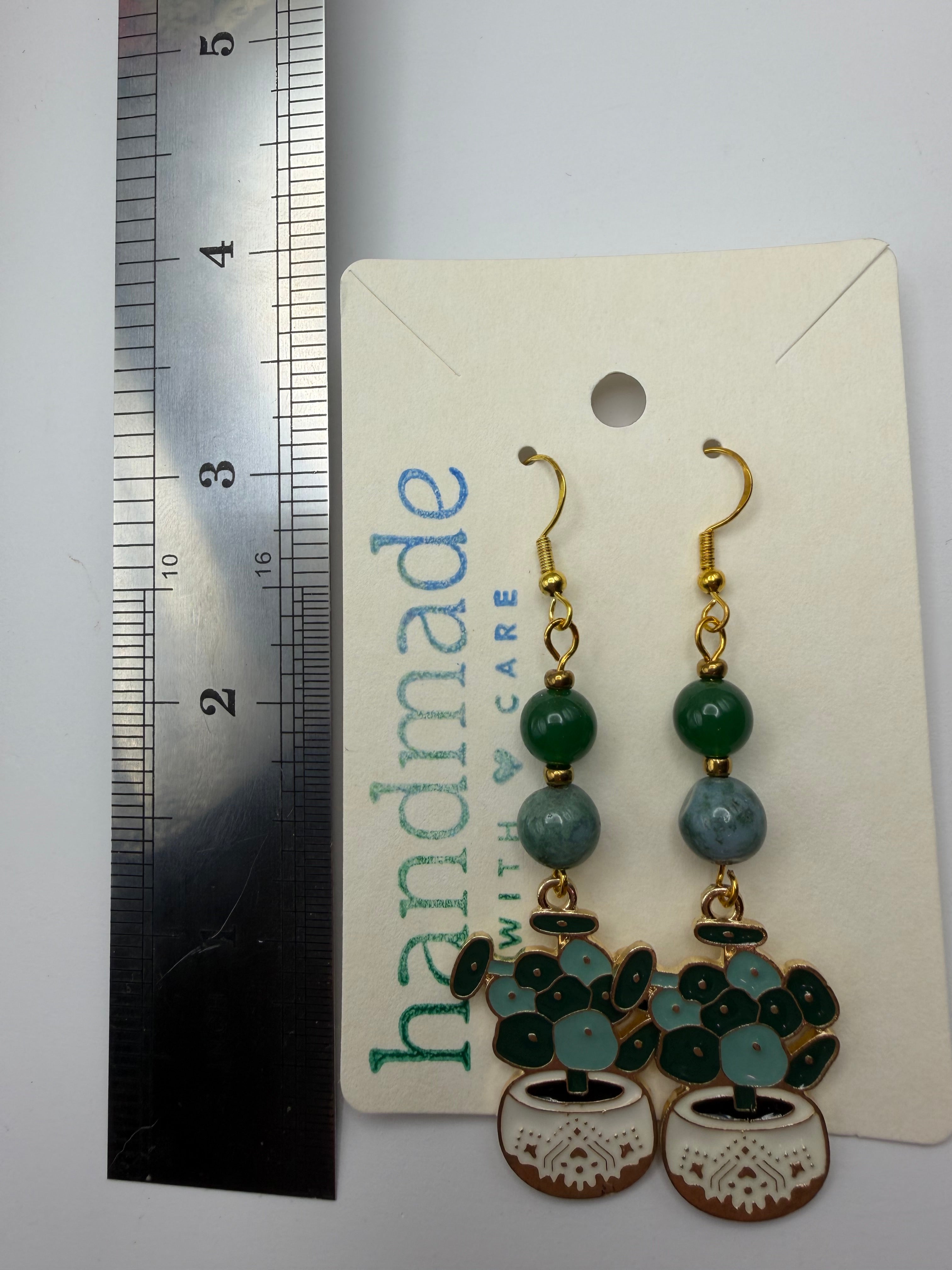 Potted Plant Beaded Earrings