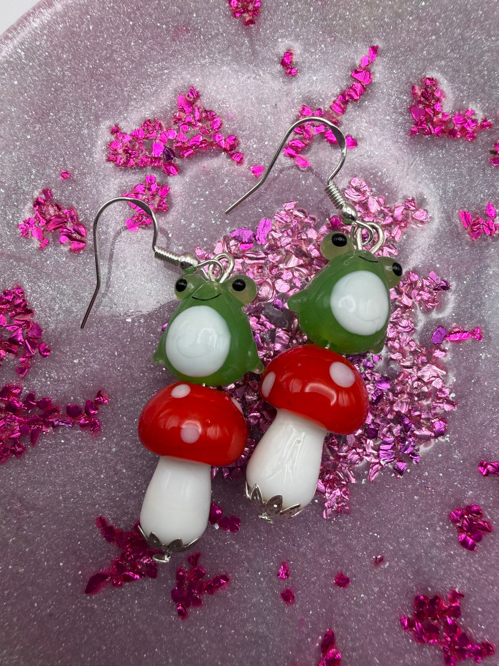 Mushroom Frog Earrings