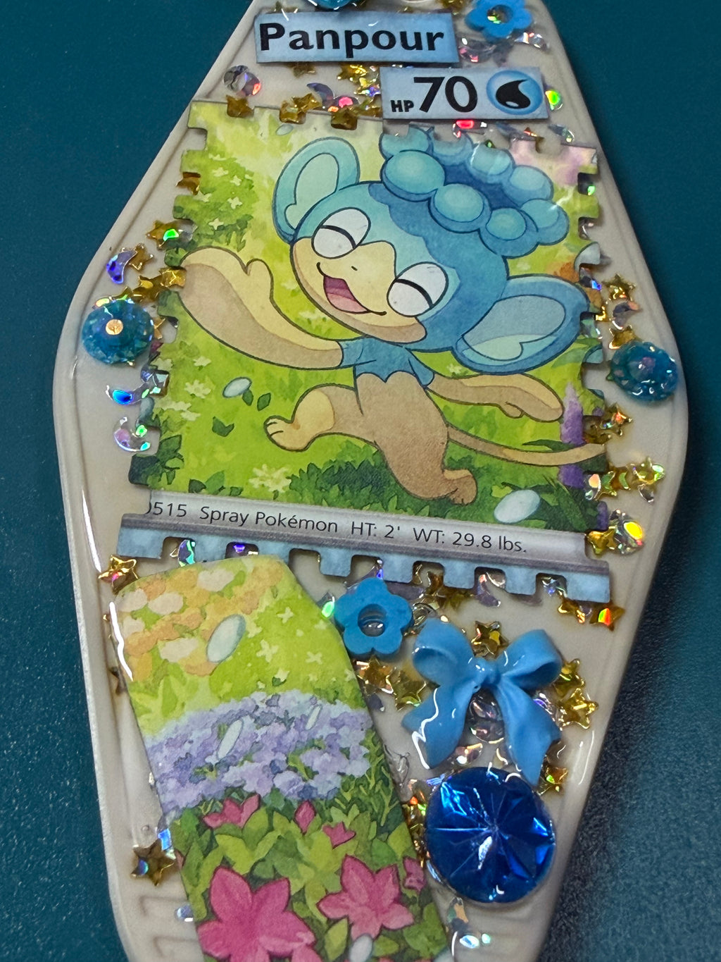 Panpour Pokemon Card Upcycled Keychain