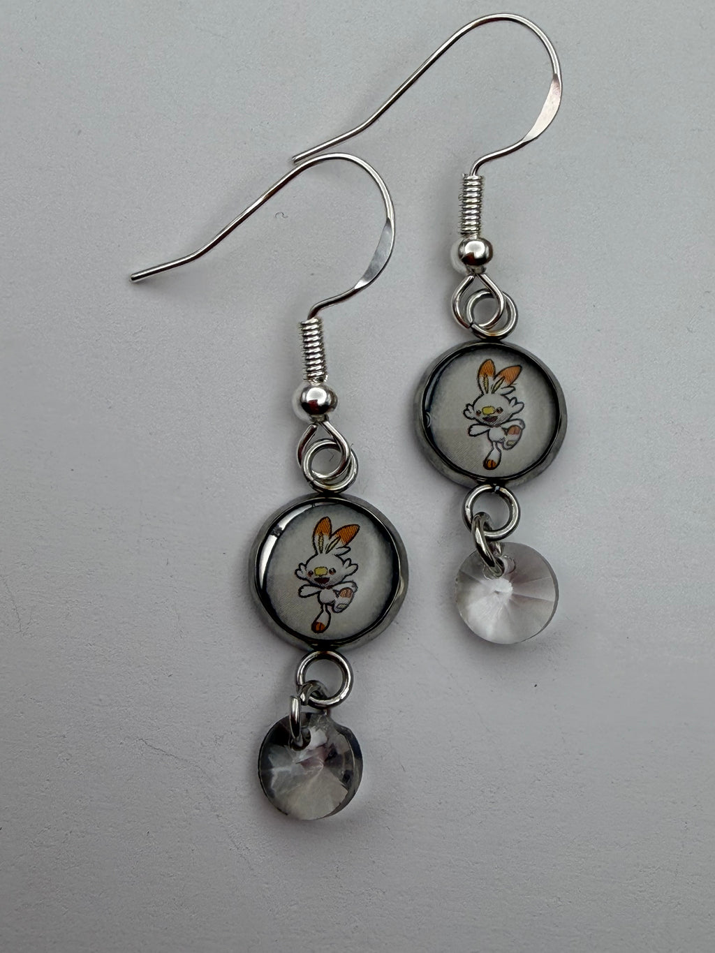 Scorbunny Upcycled Card Earrings