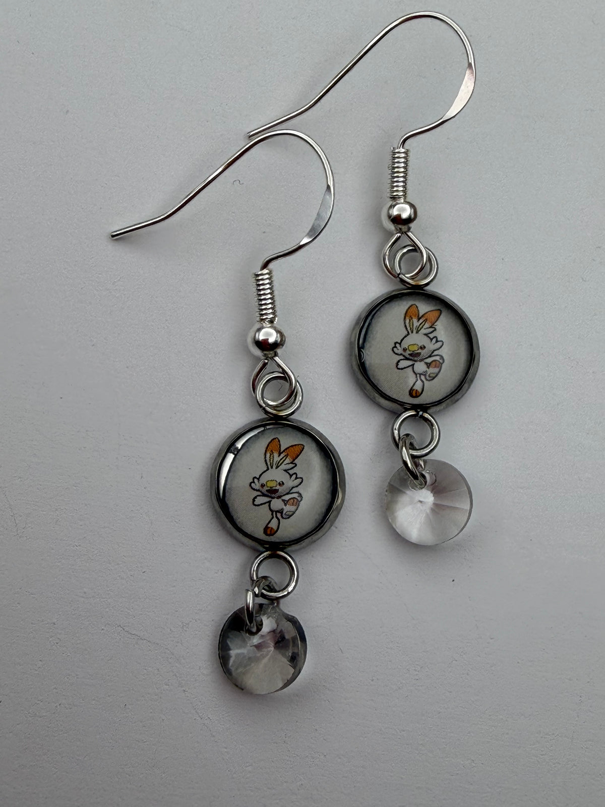 Scorbunny Upcycled Card Earrings