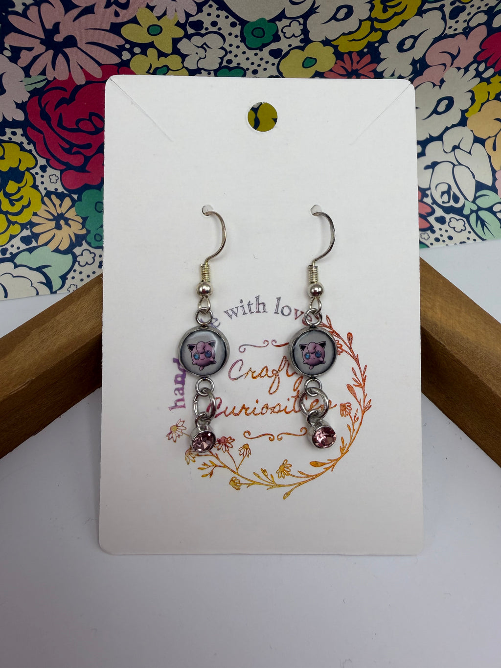 Jigglypuff Upcycled Card Earrings