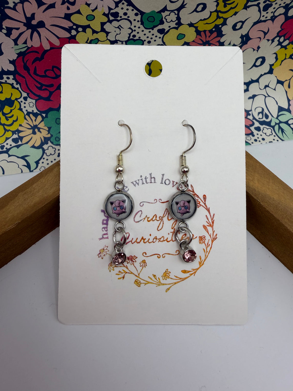 Jigglypuff Upcycled Card Earrings