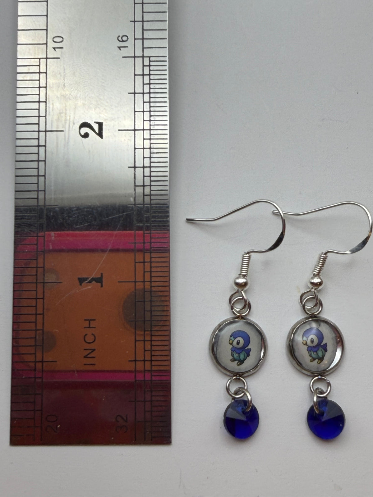 Piplup Upcycled Card Earrings