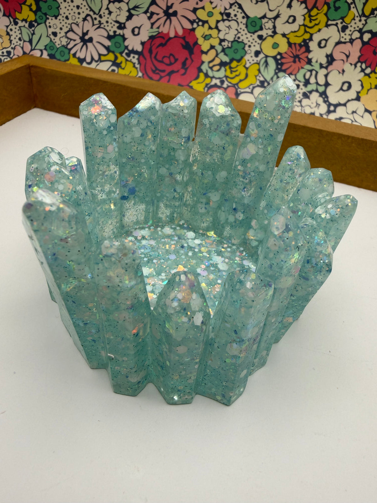 Light Blue Sparkle Crystal Resin Jewelry/Trinket Dish