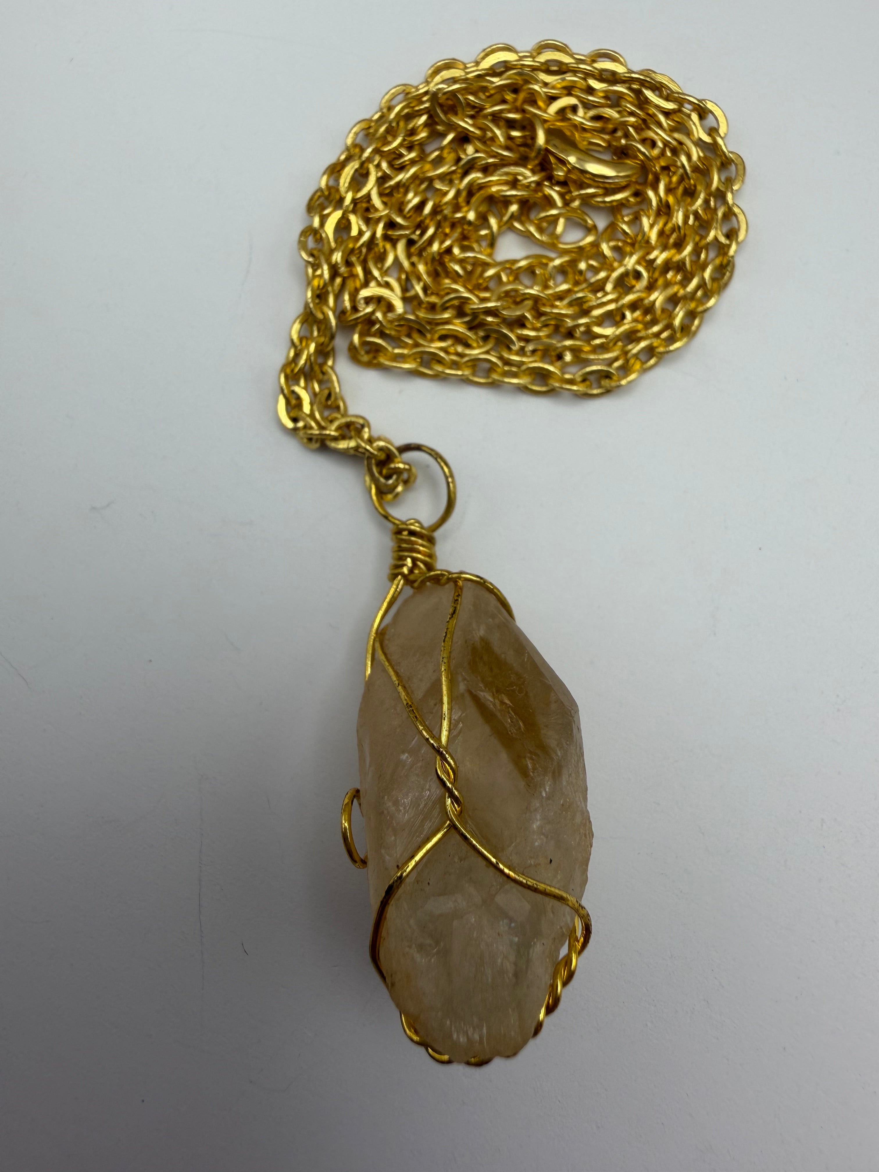 Basic Wire Wrapped Quartz Necklace